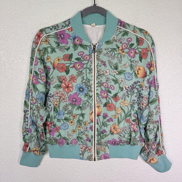 Spell Jackets & Blazers - Spell Sayulito Jacket Womens XS Floral Bomber Zip Up Boho Cottagecore Chic Rayon